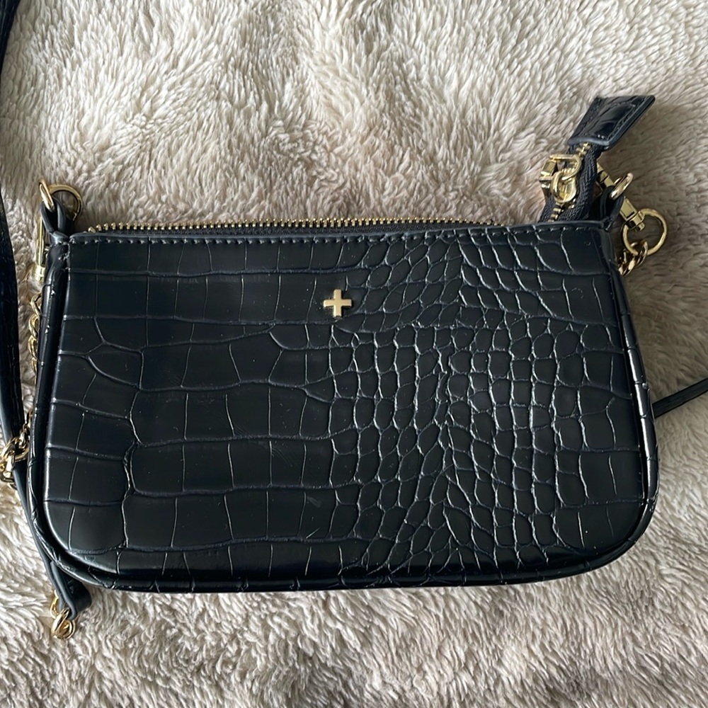 Black Croc Crossbody Bag